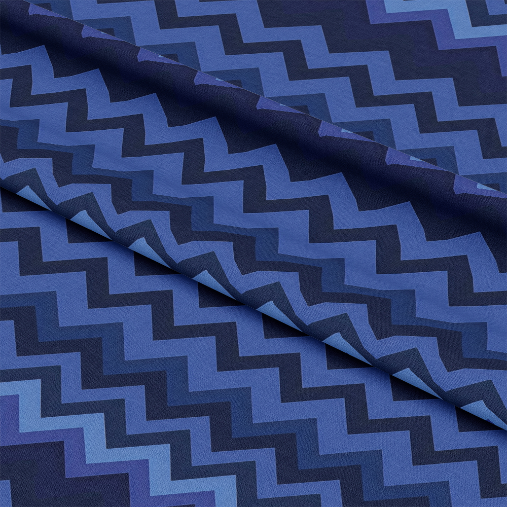 Blue Chevron Pattern 1 Quilting Cotton Fabric