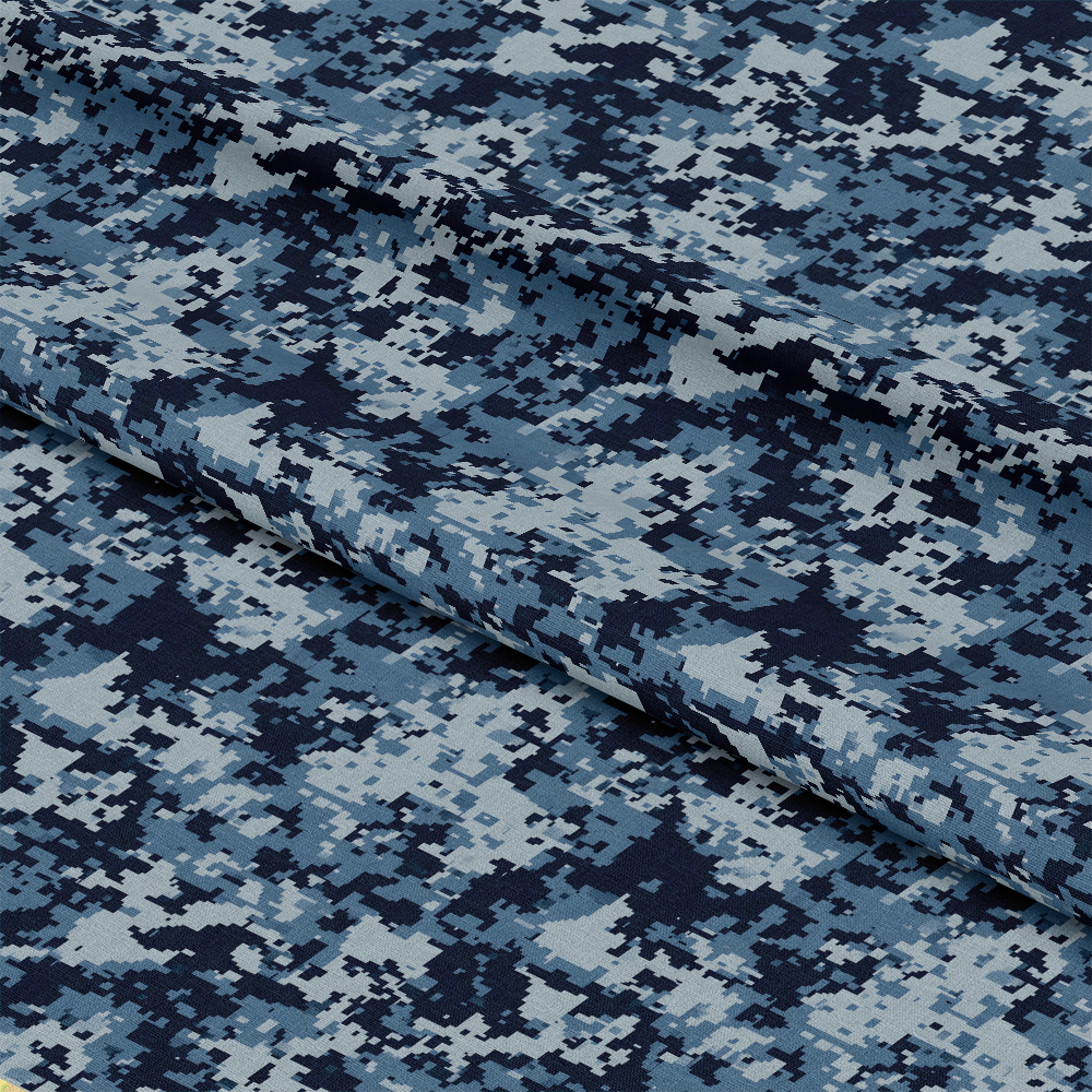 Blue Military Camouflage Pattern 1 Quilting Cotton Fabric