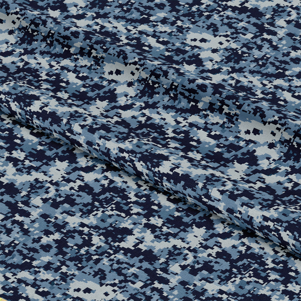 Blue Military Camouflage Pattern 2 Quilting Cotton Fabric