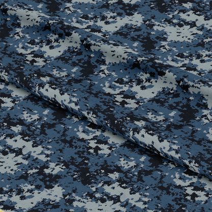 Blue Military Camouflage Pattern 3 Quilting Cotton Fabric