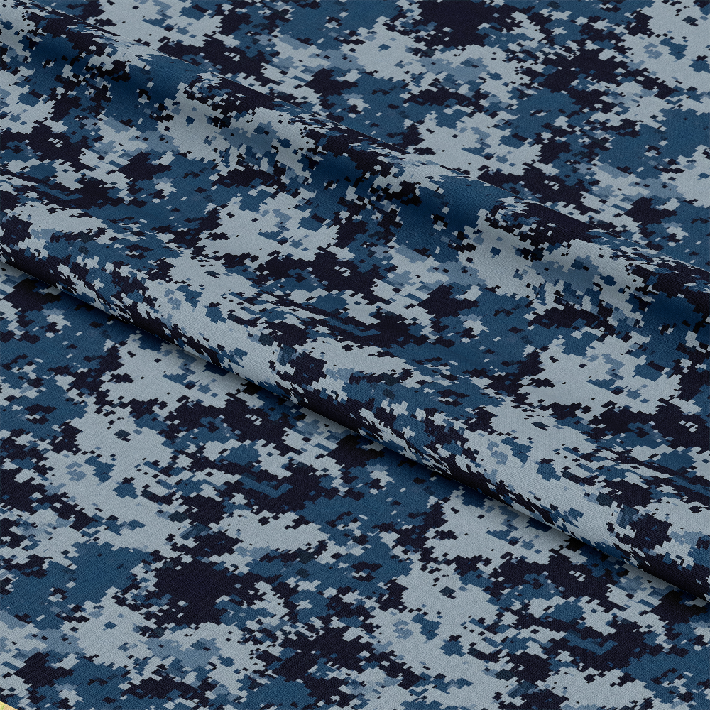 Blue Military Camouflage Pattern 4 Quilting Cotton Fabric