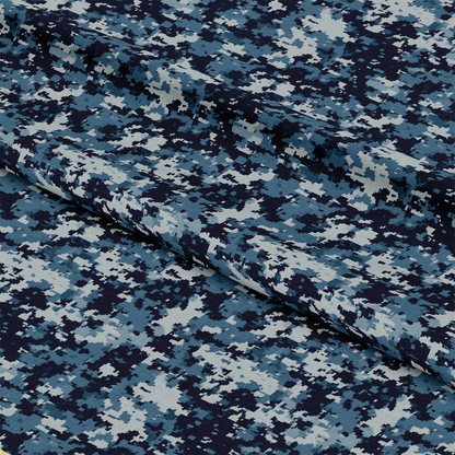 Blue Military Camouflage Pattern 5 Quilting Cotton Fabric