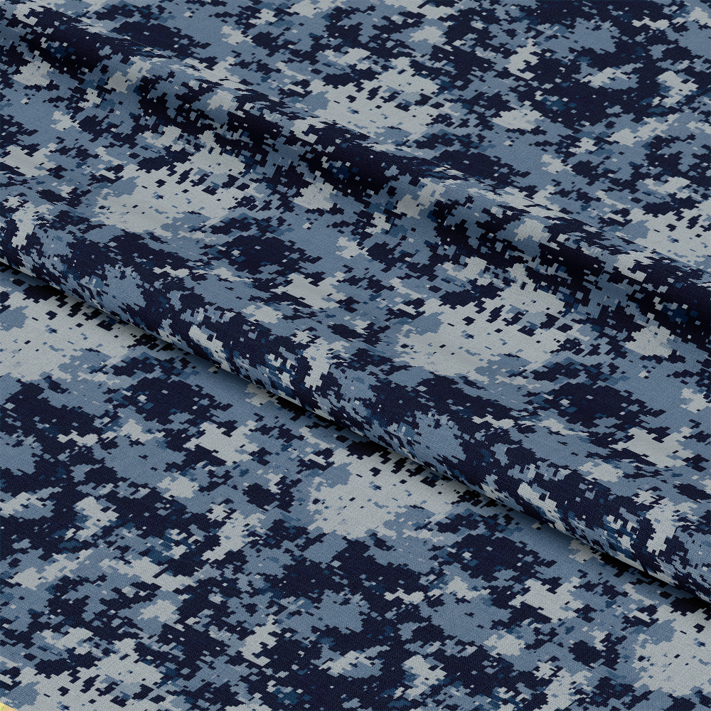 Blue Military Camouflage Pattern 6 Quilting Cotton Fabric