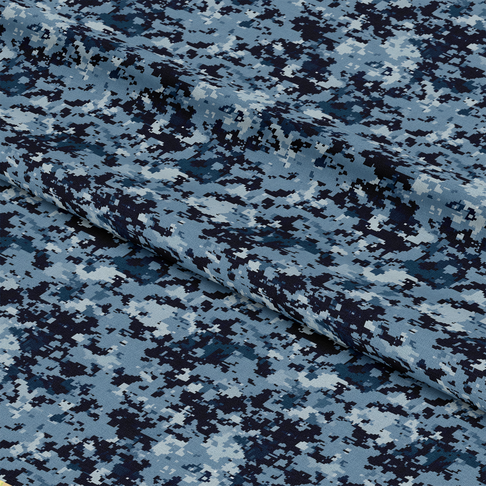 Blue Military Camouflage Pattern 7 Quilting Cotton Fabric