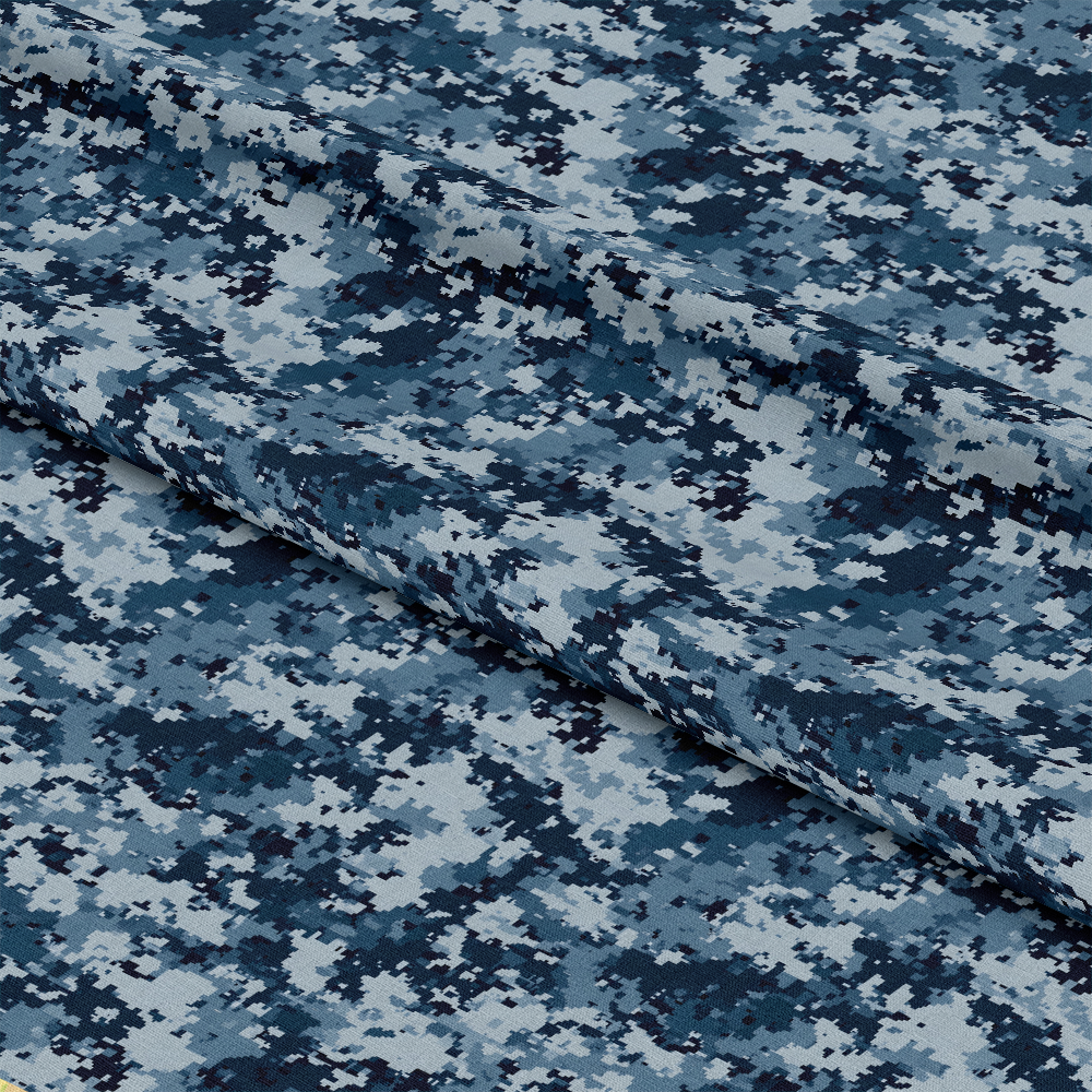 Blue Military Camouflage Pattern 8 Quilting Cotton Fabric