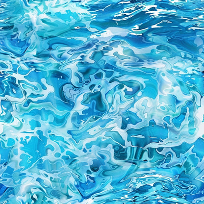 Abstract image depicting swirling patterns of blue and white resembling water waves.