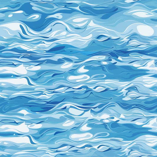 Abstract pattern featuring swirling shades of blue and white, resembling ocean waves.