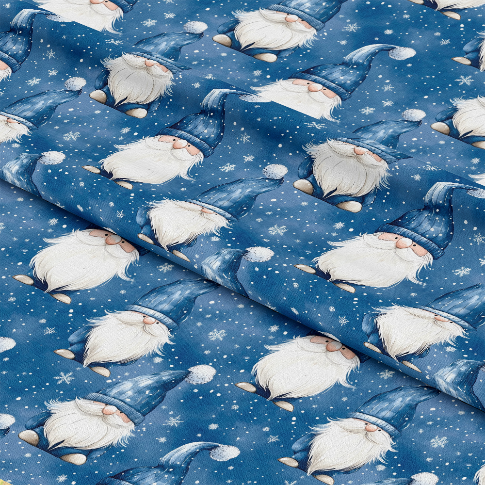 Blue Winter Gnomes Quilting Cotton Fabric