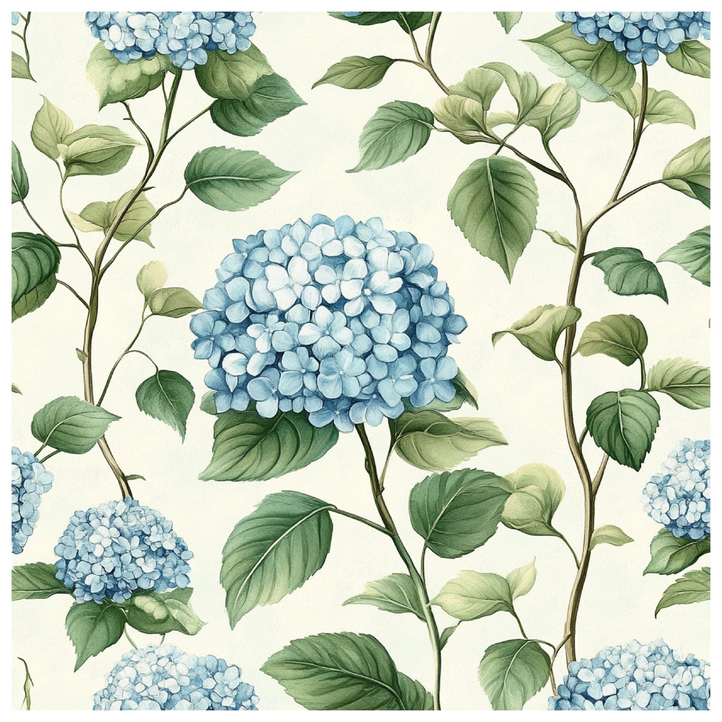 Blue Hydrangea Pastel Pattern 11 Quilting Cotton Fabric