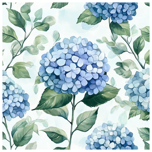 Blue Hydrangea Pastel Pattern 12 Quilting Cotton Fabric