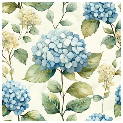 Blue Hydrangea Pastel Pattern 14 Quilting Cotton Fabric