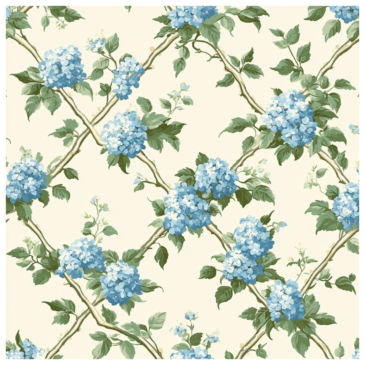 Blue Hydrangea Pastel Pattern 16 Quilting Cotton Fabric