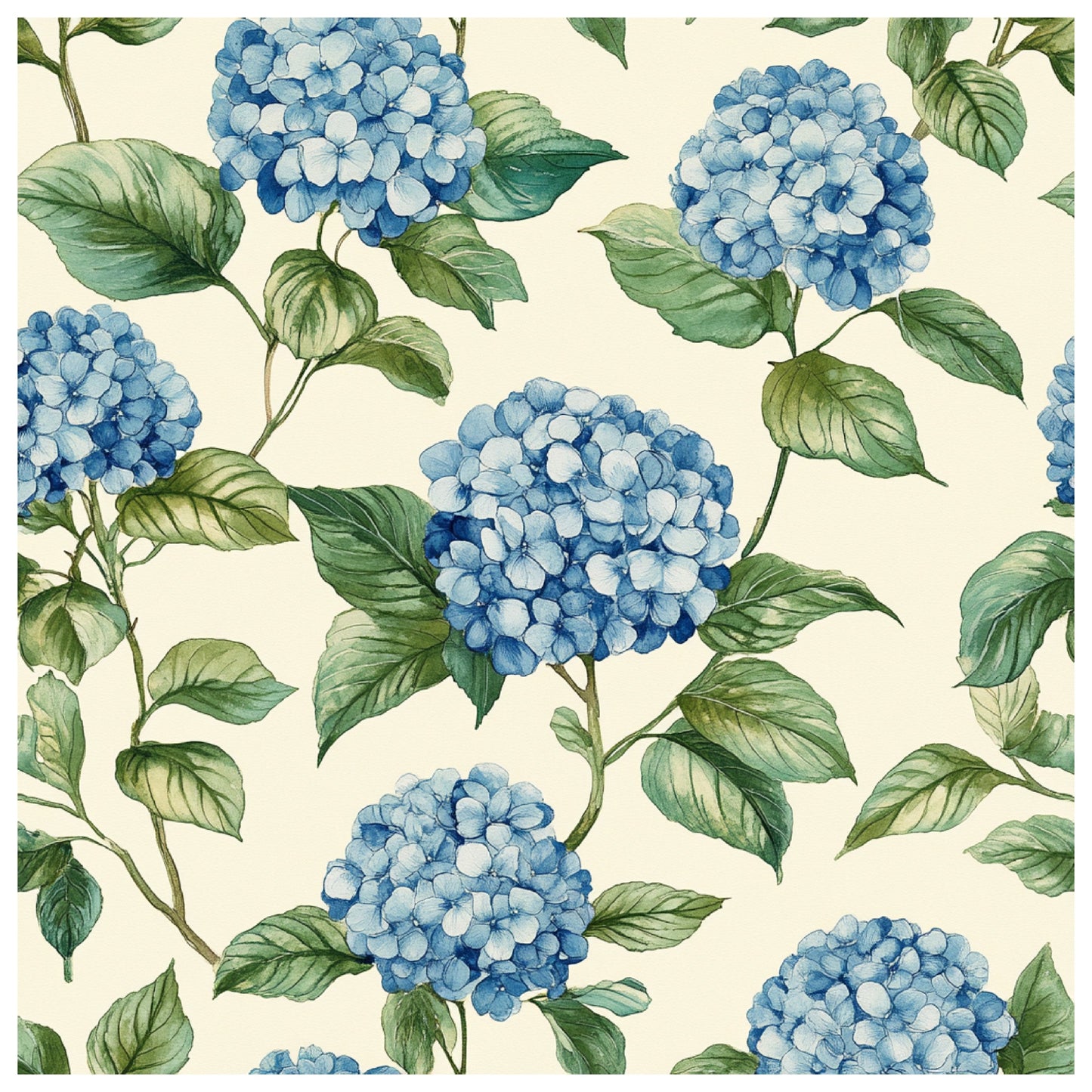 Blue Hydrangea Pastel Pattern 17 Quilting Cotton Fabric