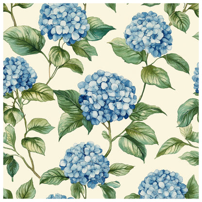 Blue Hydrangea Pastel Pattern 17 Quilting Cotton Fabric