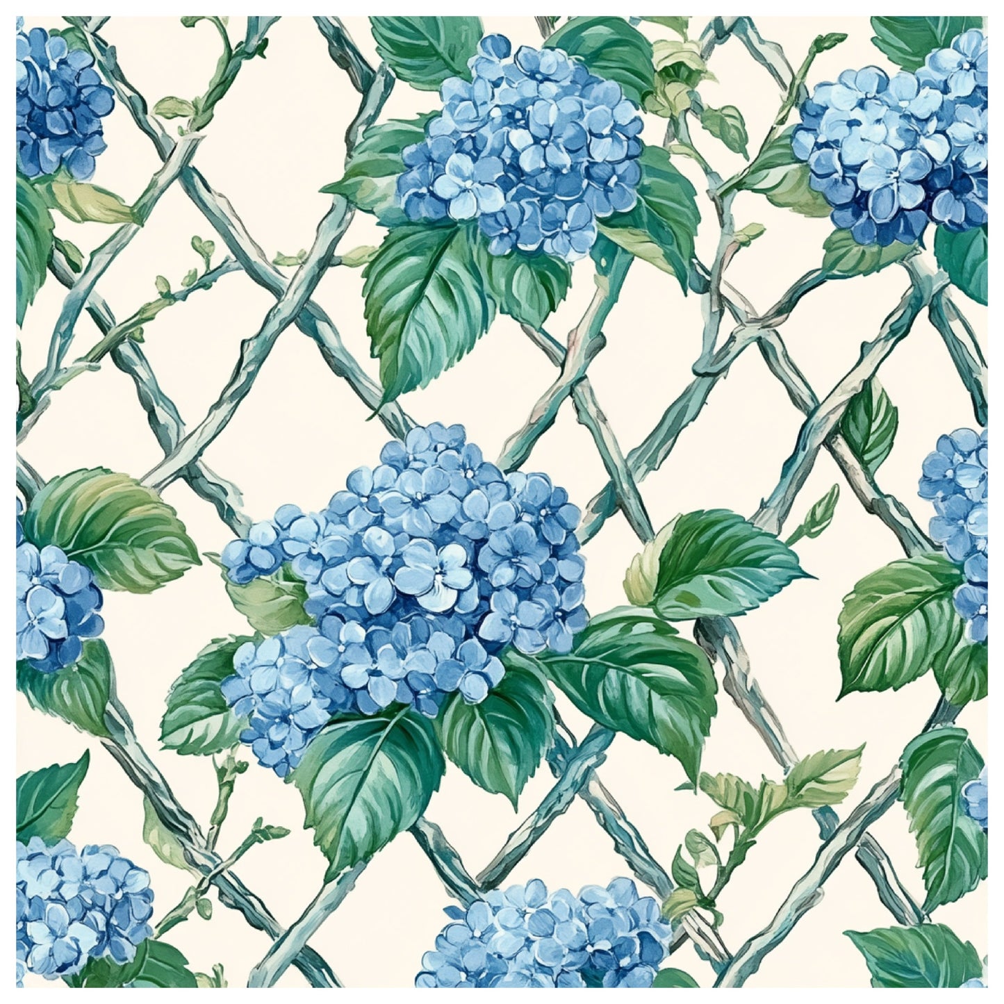 Blue Hydrangea Pastel Pattern 23 Quilting Cotton Fabric