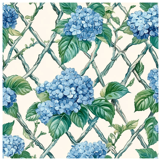 Blue Hydrangea Pastel Pattern 23 Quilting Cotton Fabric