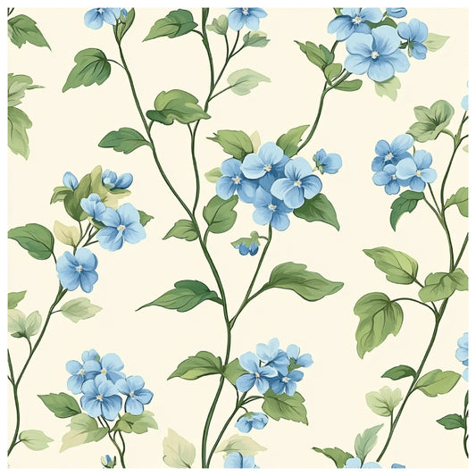 Blue Hydrangea Pastel Pattern 24 Quilting Cotton Fabric