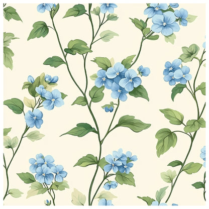 Blue Hydrangea Pastel Pattern 24 Quilting Cotton Fabric