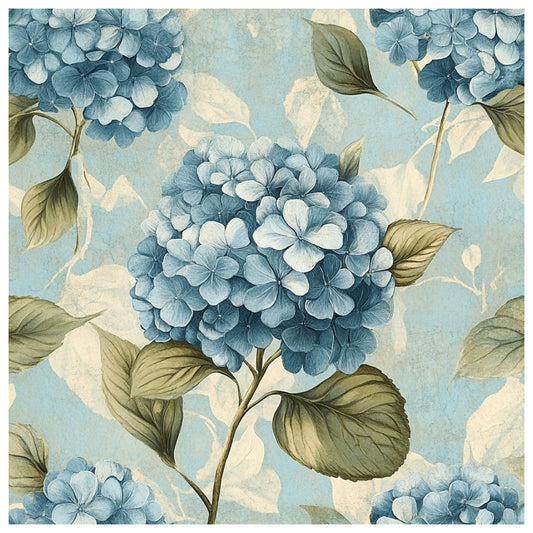 Blue Hydrangea Pastel Pattern 9 Quilting Cotton Fabric