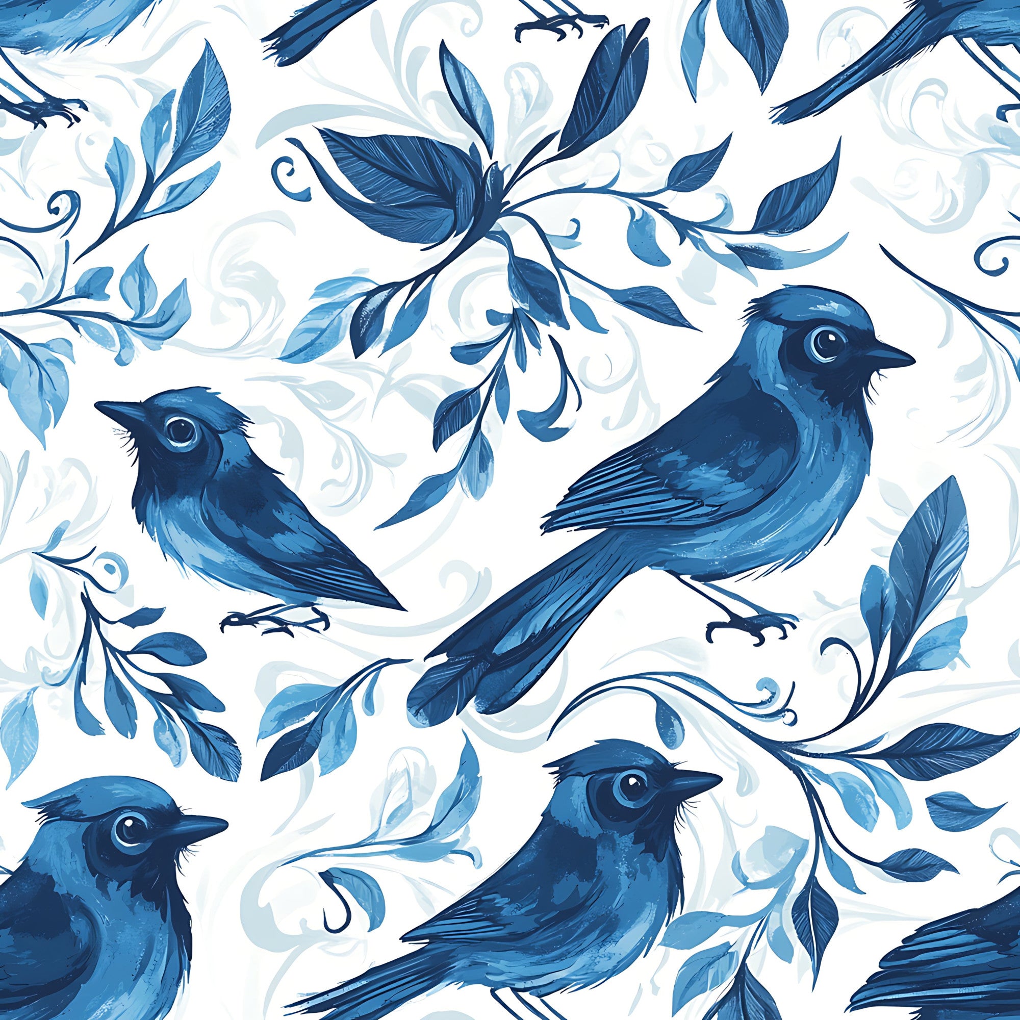 Blue Jay Feather Trails Pattern 1 Quilting Cotton Fabric ...