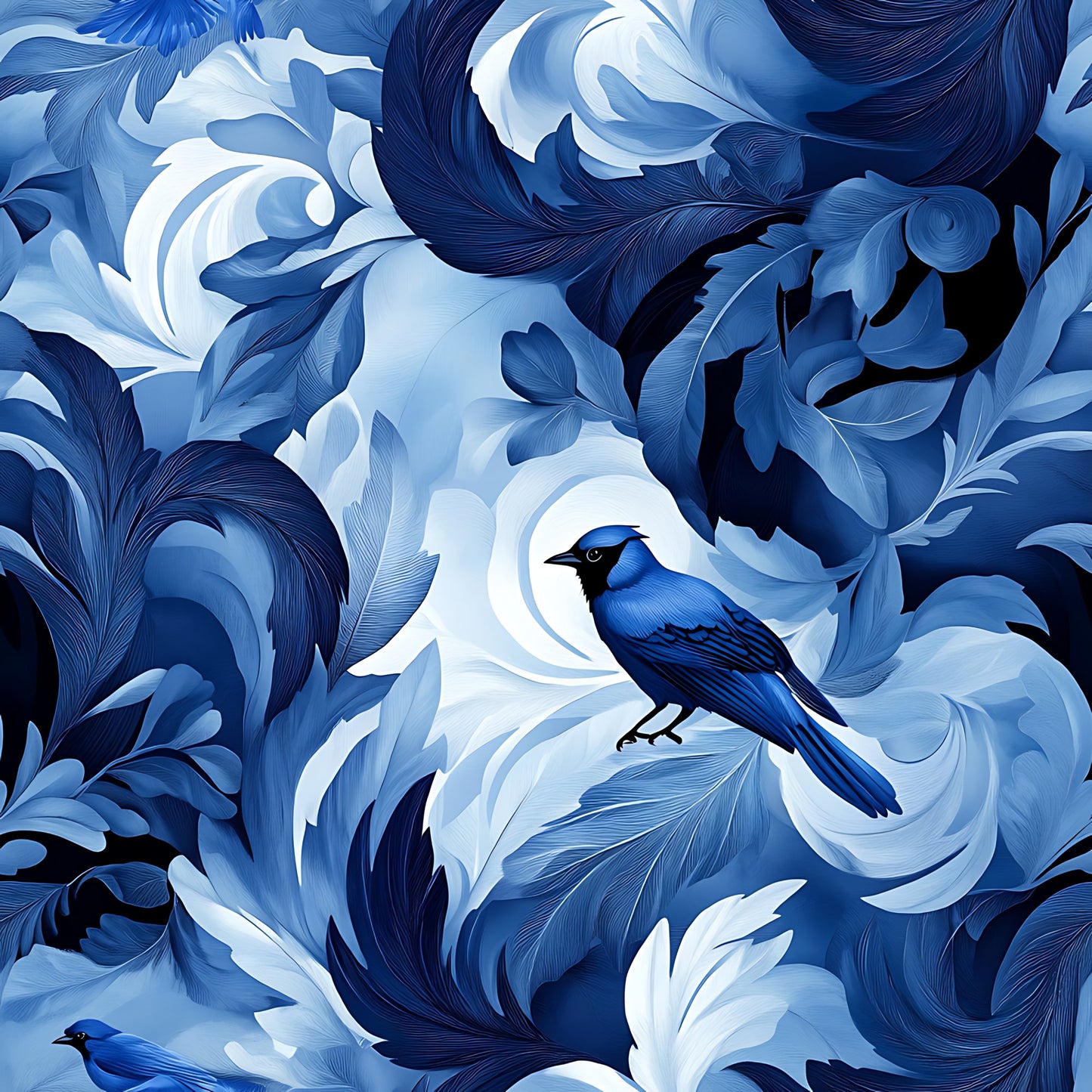 Blue Jay Feather Trails Pattern 11 Quilting Cotton Fabric