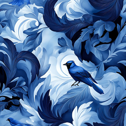 Blue Jay Feather Trails Pattern 11 Quilting Cotton Fabric