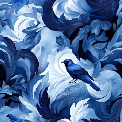 Blue Jay Feather Trails Pattern 11 Quilting Cotton Fabric