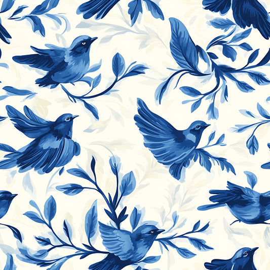 Blue Jay Feather Trails Pattern 13 Quilting Cotton Fabric