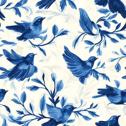Blue Jay Feather Trails Pattern 13 Quilting Cotton Fabric