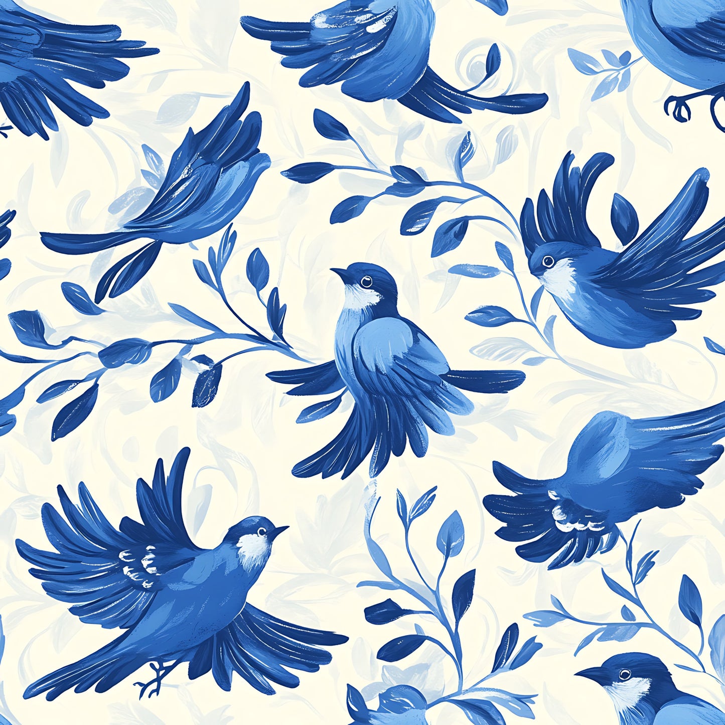 Blue Jay Feather Trails Pattern 14 Quilting Cotton Fabric