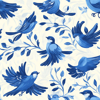 Blue Jay Feather Trails Pattern 14 Quilting Cotton Fabric