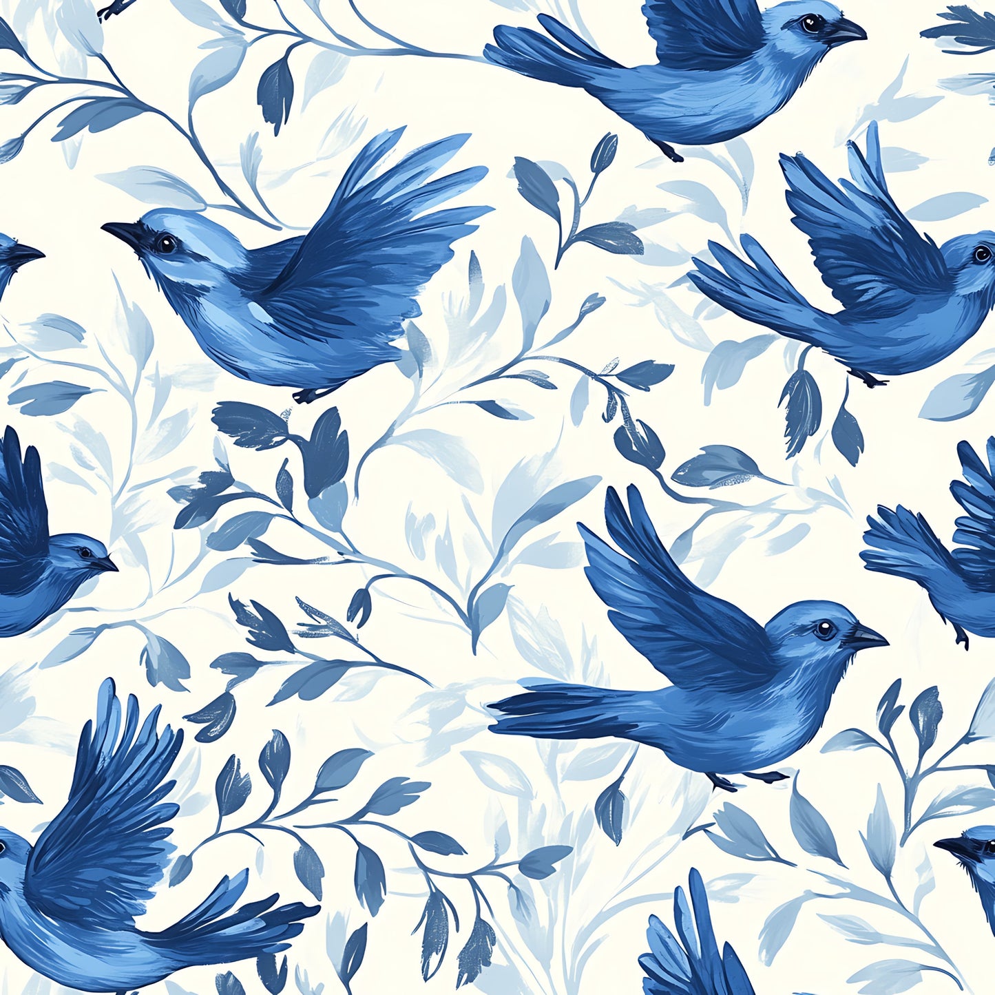 Blue Jay Feather Trails Pattern 15 Quilting Cotton Fabric
