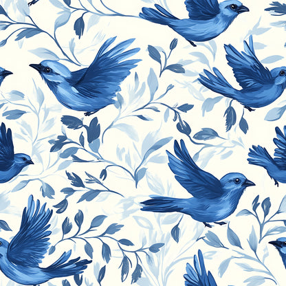 Blue Jay Feather Trails Pattern 15 Quilting Cotton Fabric