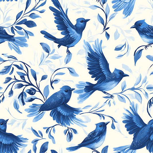 Blue Jay Feather Trails Pattern 16 Quilting Cotton Fabric