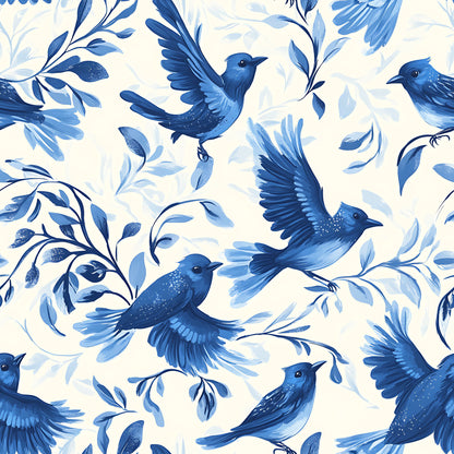 Blue Jay Feather Trails Pattern 16 Quilting Cotton Fabric
