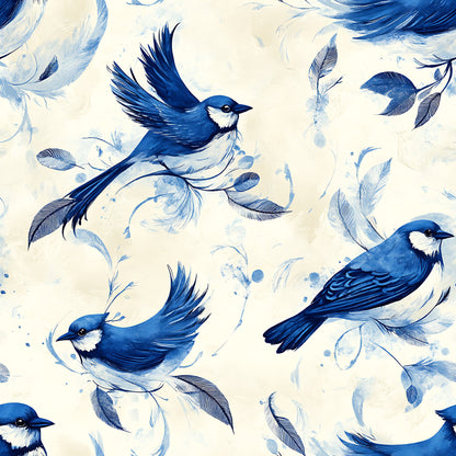 Blue Jay Feather Trails Pattern 17 Quilting Cotton Fabric