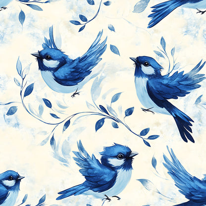Blue Jay Feather Trails Pattern 18 Quilting Cotton Fabric