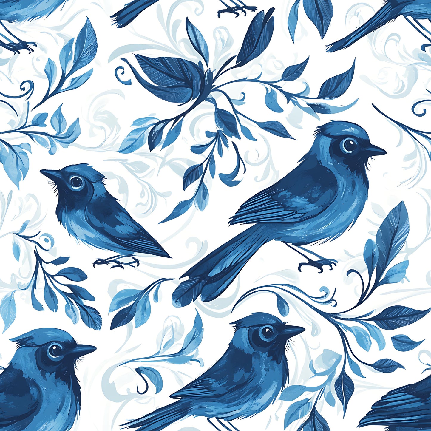 Blue Jay Feather Trails Pattern 1 Quilting Cotton Fabric