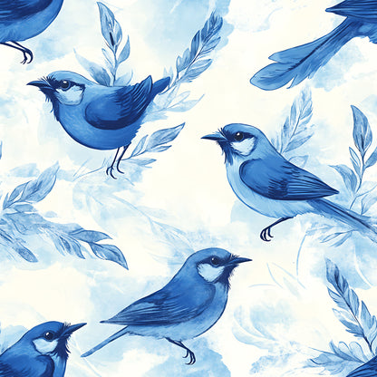 Blue Jay Feather Trails Pattern 4 Quilting Cotton Fabric
