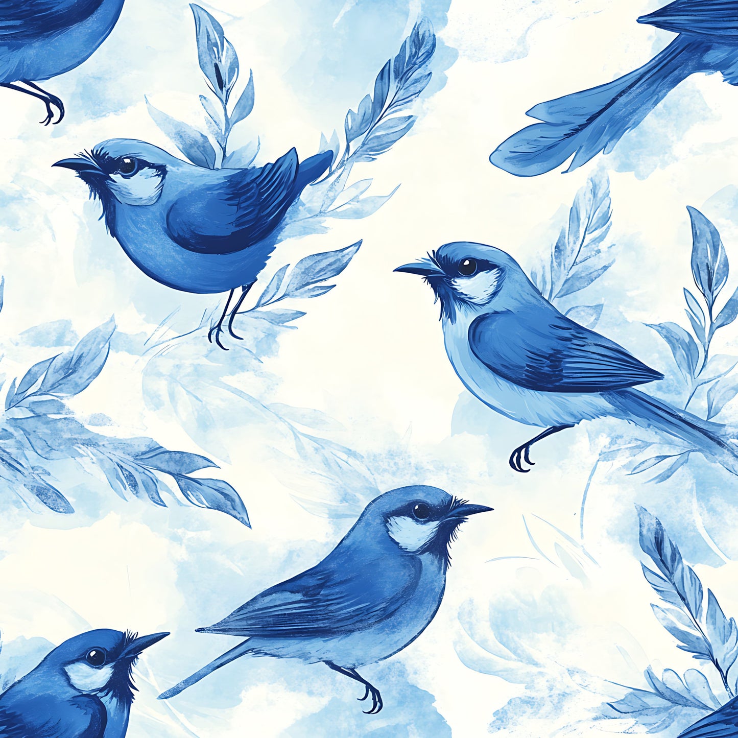 Blue Jay Feather Trails Pattern 4 Quilting Cotton Fabric