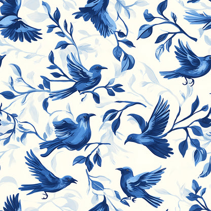 Blue Jay Feather Trails Pattern 5 Quilting Cotton Fabric