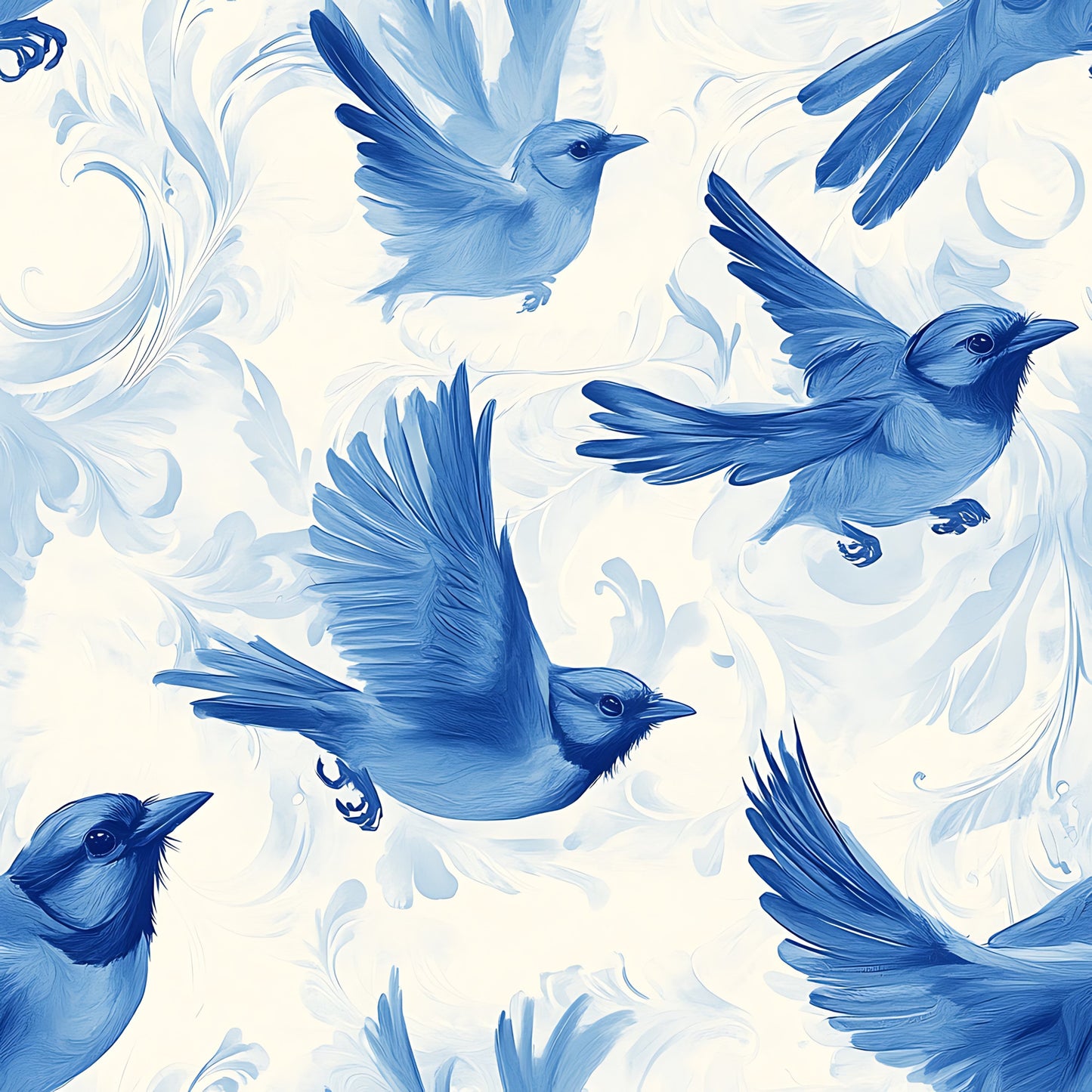 Blue Jay Feather Trails Pattern 6 Quilting Cotton Fabric