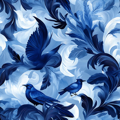 Blue Jay Feather Trails Pattern 8 Quilting Cotton Fabric