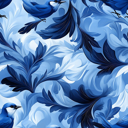 Blue Jay Feather Trails Pattern 9 Quilting Cotton Fabric