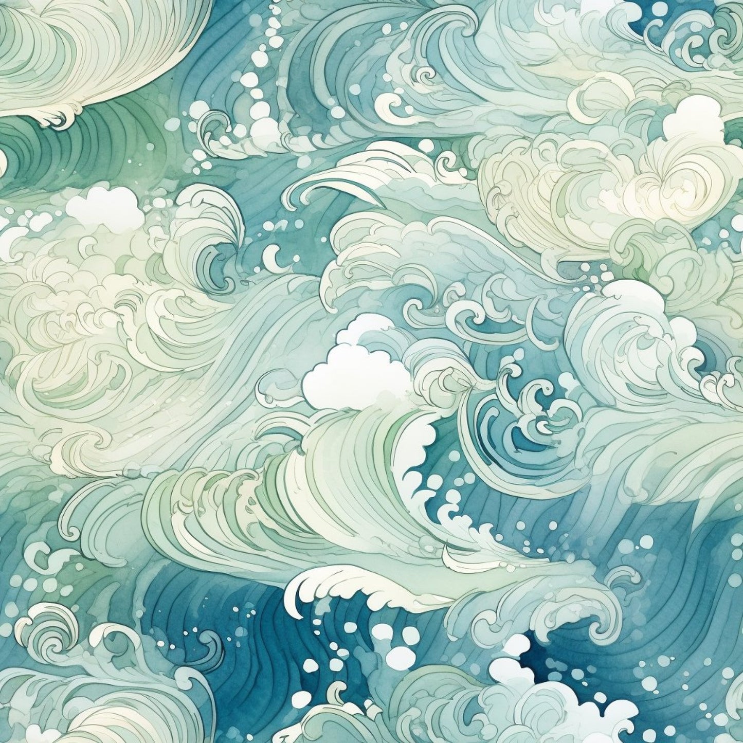Blue Ocean Fishes Pattern 11 Quilting Cotton Fabric
