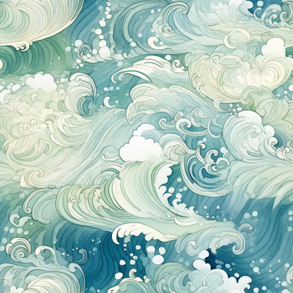 Blue Ocean Fishes Pattern 11 Quilting Cotton Fabric