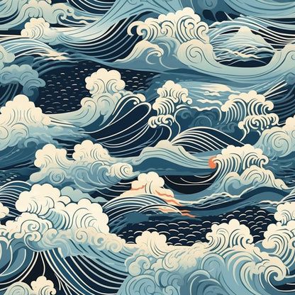 Blue Ocean Fishes Pattern 12 Quilting Cotton Fabric