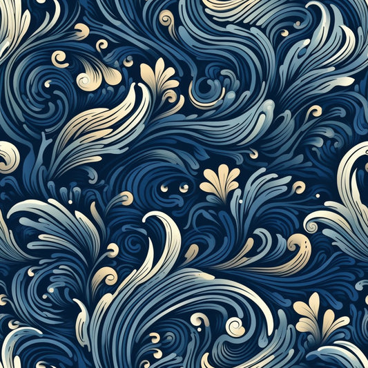 Blue Ocean Fishes Pattern 2 Quilting Cotton Fabric