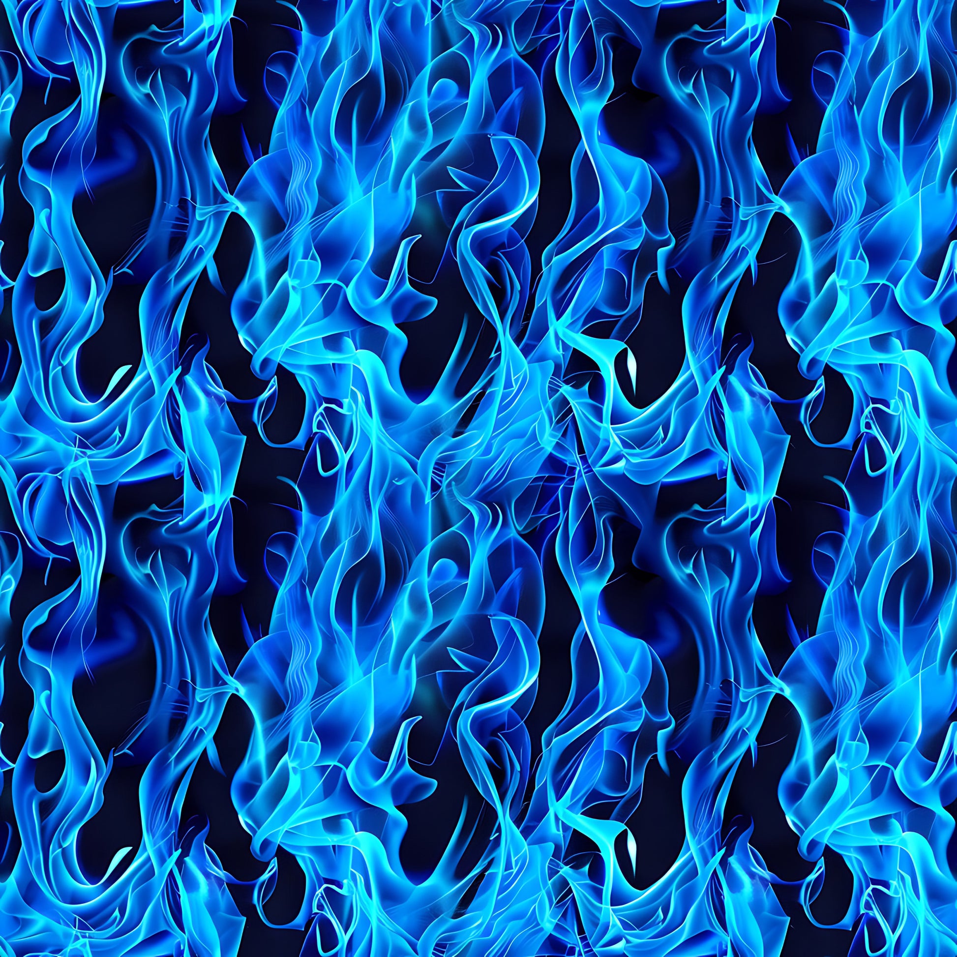blue flames, electric blue, cyan, navy blue, fire pattern, flame design, swirling flames, dancing fire, abstract flames, quilting cotton, fabric panel, dramatic pattern, intense design, flowing flames, blue fire, flame motif, quilting fabric, cotton fabric, mystical flames, artistic flames