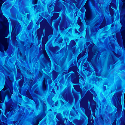 blue flames, electric blue, turquoise, navy blue, fire pattern, flame design, abstract flames, flowing flames, smoky texture, heat waves, quilting cotton, fabric panel, dramatic pattern, intense blue, swirling flames, fire motif, contemporary design, bold colors, organic shapes, fluid movement